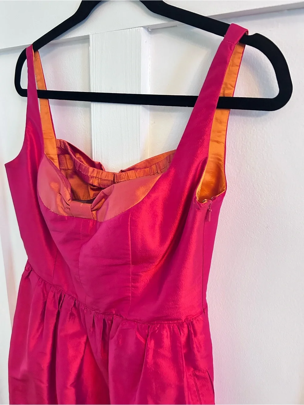 Phoebe Couture Silk Bow Back Cocktail Dress Pink Orange Size 8